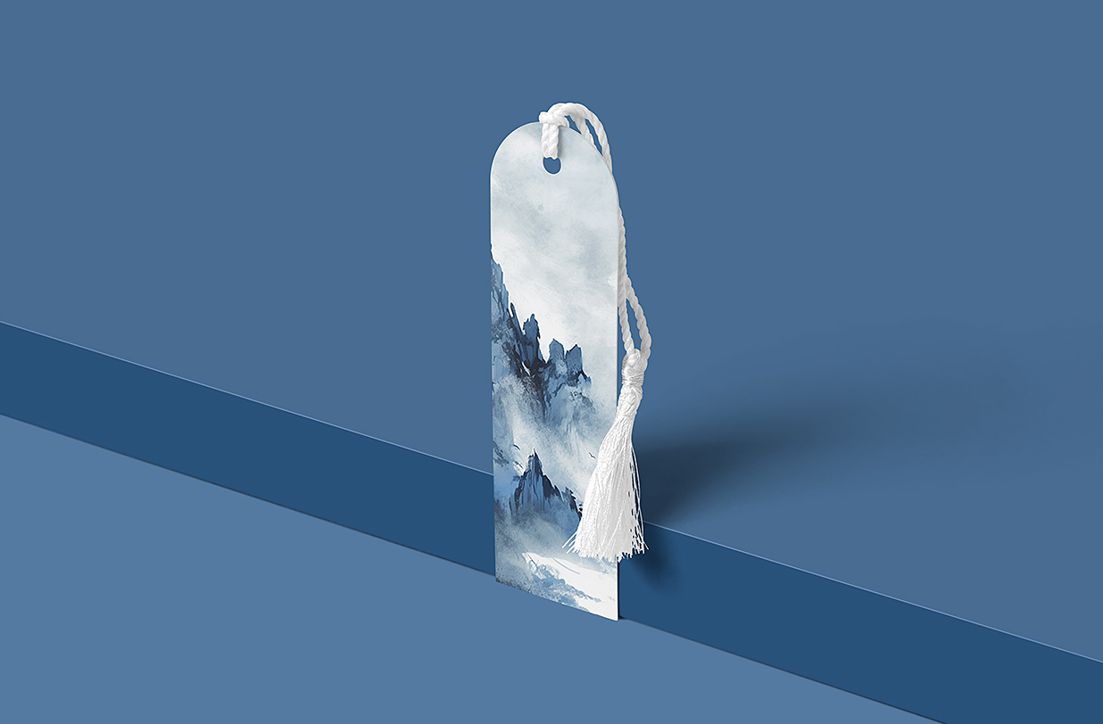 带流苏的书签样机mockup4组插图