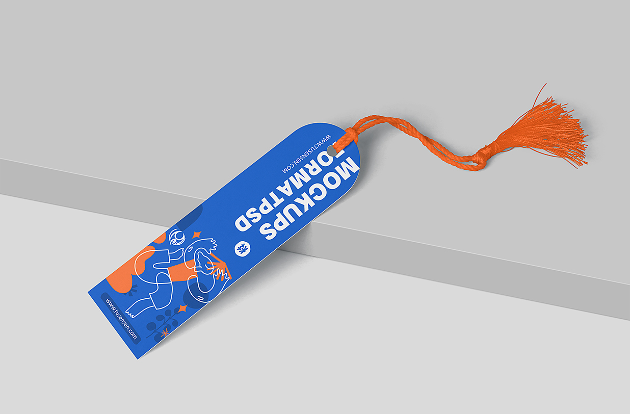 带流苏的书签样机mockup3组插图