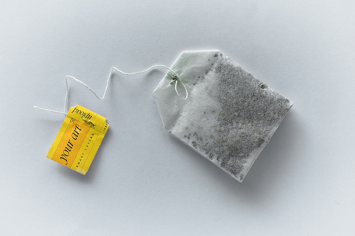 放置地上的袋泡茶茶包样机mockup插图