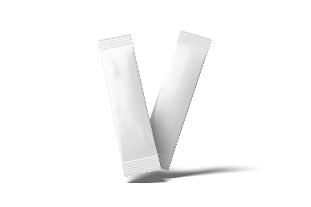 长条形速溶咖啡固体饮料包装袋样机mockup插图1