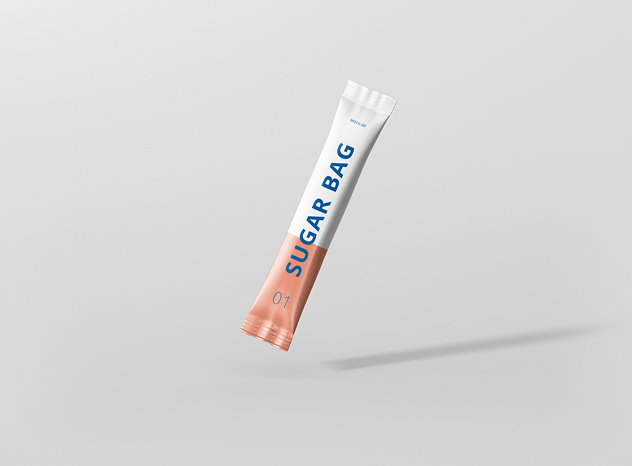 长条形速溶咖啡固体饮料包装袋样机mockup6组插图
