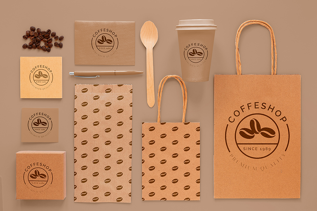 咖啡品牌包装套装VI样机mockup插图