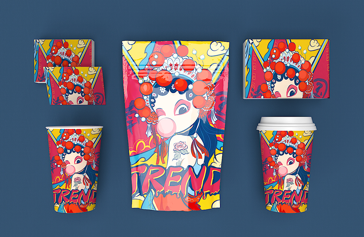 国潮风文创包装套装VI样机mockup插图