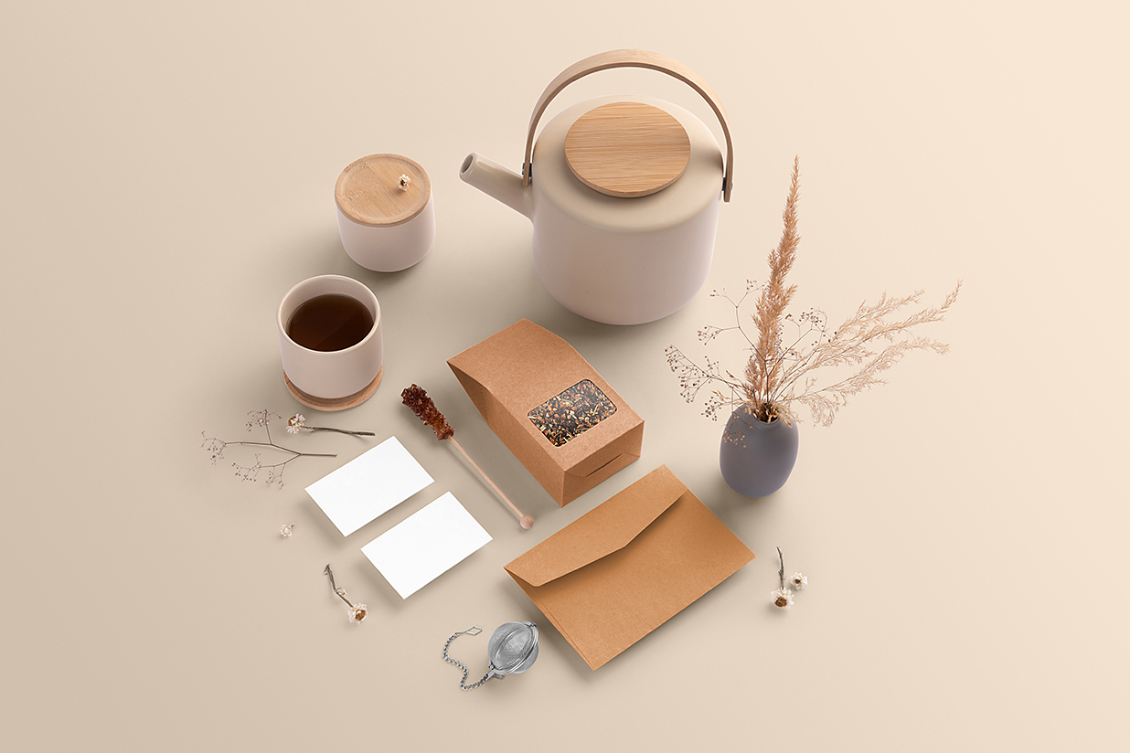 茶叶文创品牌套装VI样机mockup13组插图