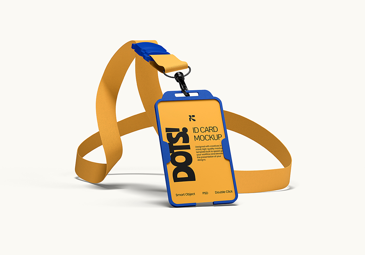 带挂绳的工牌工作证胸牌样机mockup2组插图