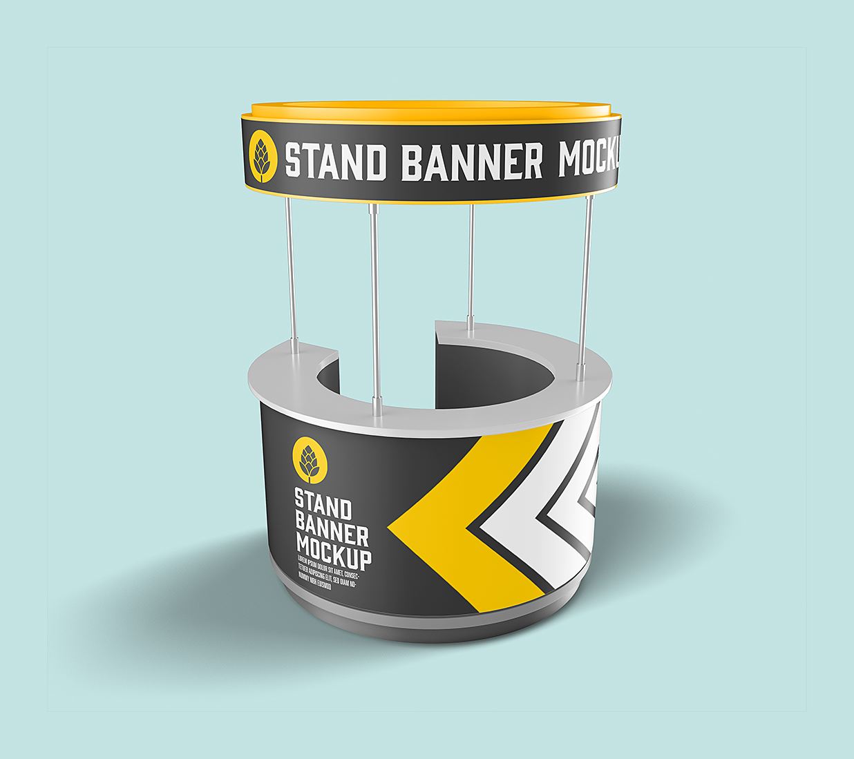 圆形促销展台样机 mockup3 组插图