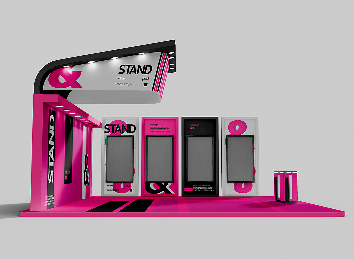 带视频墙的展位样机 mockup插图