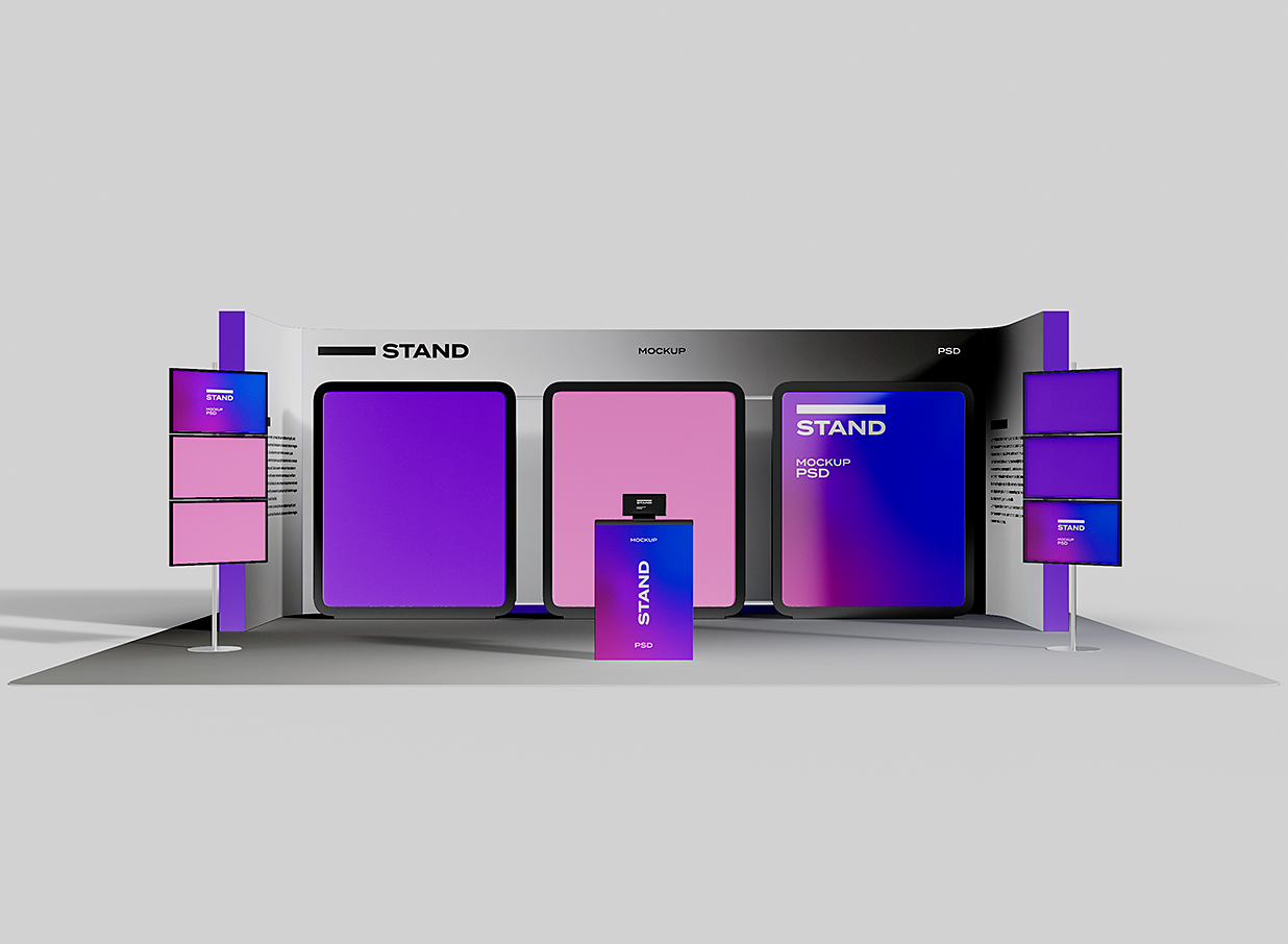 带视频墙的展位样机 mockup插图