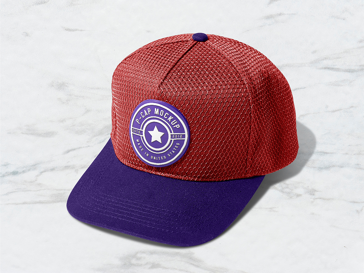 涤纶网眼透气棒球帽样机 mockup插图