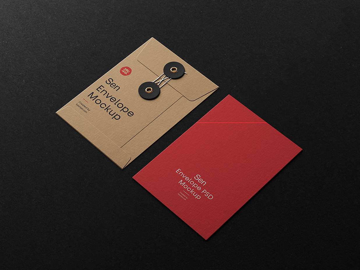 精致的牛皮纸文件袋档案袋信封袋样机mockup插图