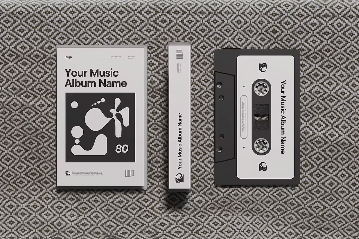 盒式音乐磁带卡带样机mockup3组插图