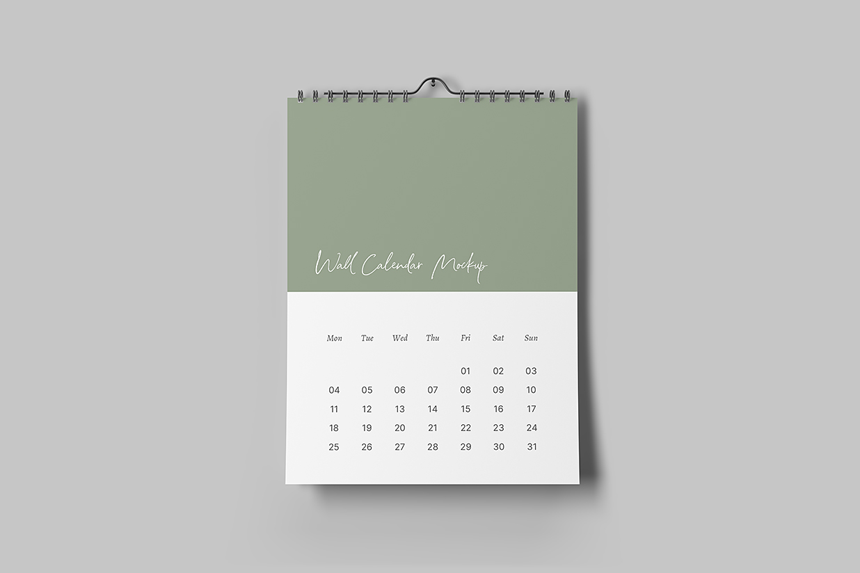 挂在墙上的挂历日历样机mockup插图