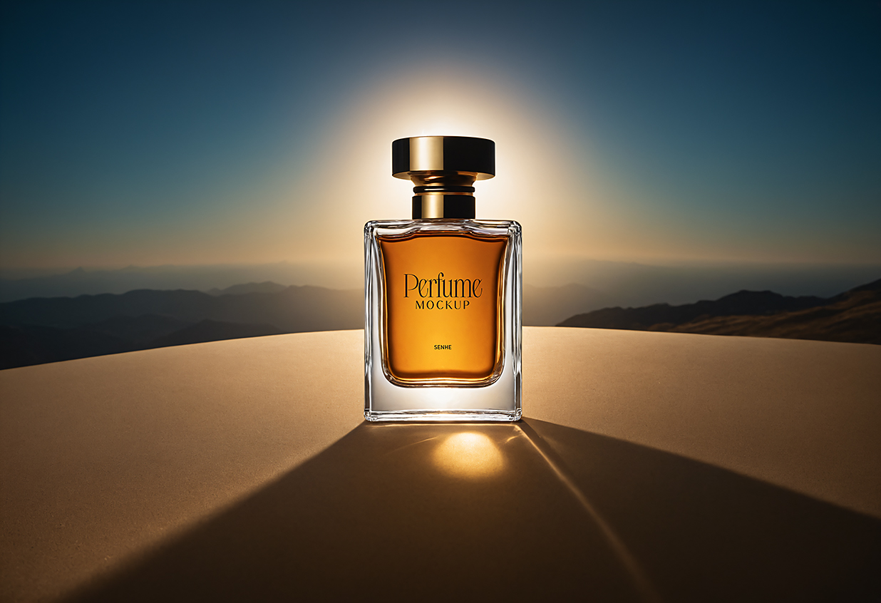 带沙漠场景的香水样机mockup插图