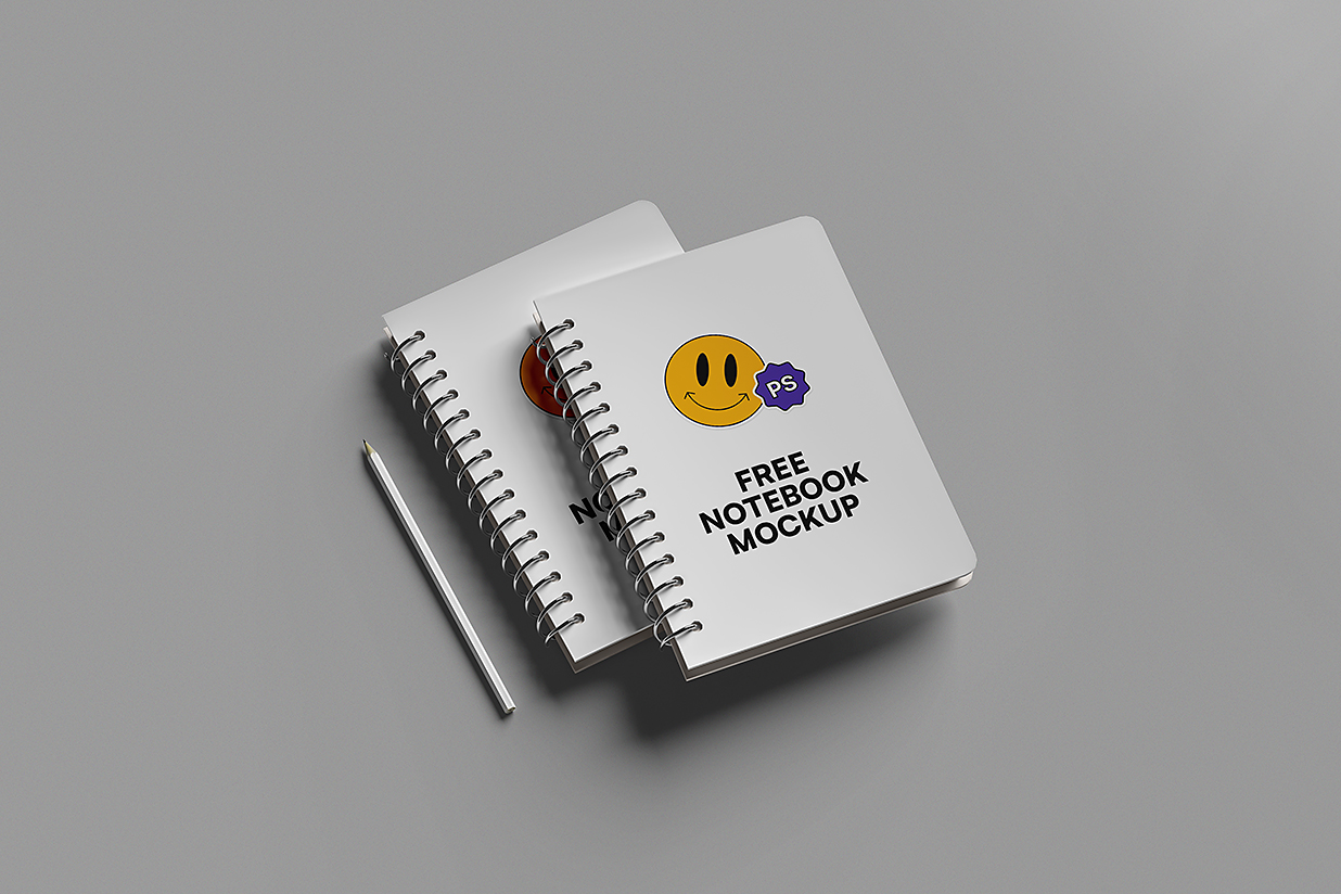 高质感螺旋笔记本记事本本子样机mockup4组插图