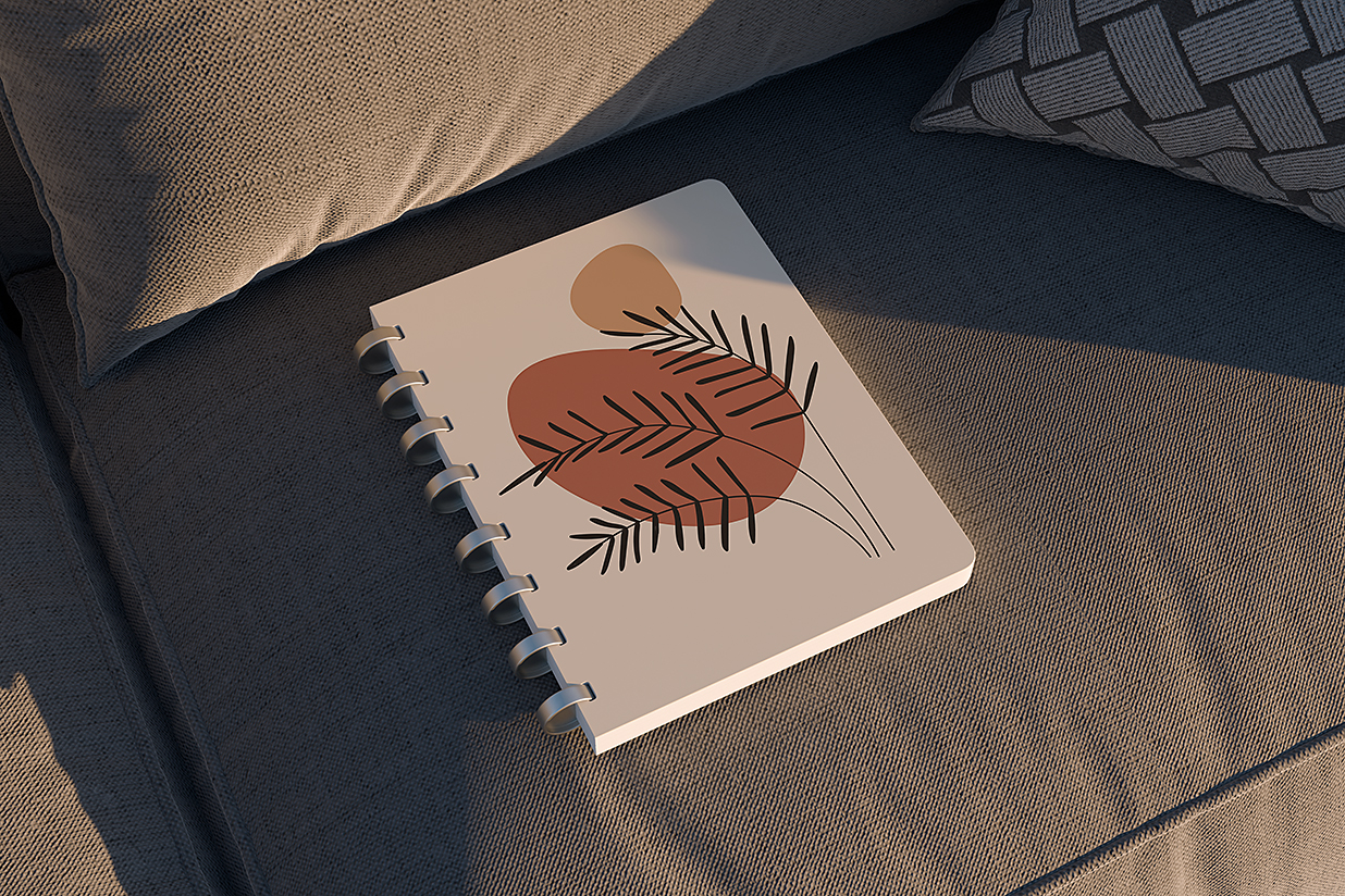 带场景的螺旋线圈笔记本记事本本子样机mockup4组插图