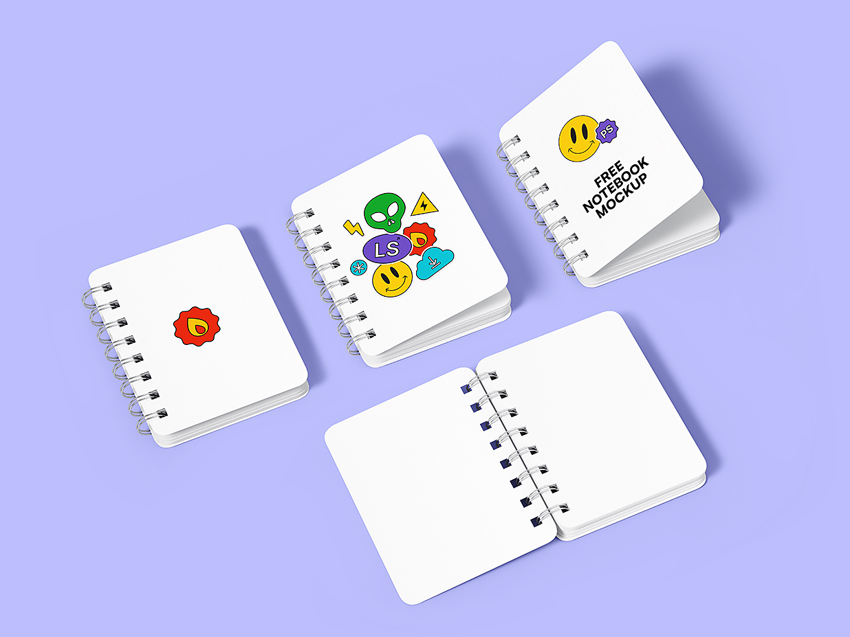 螺旋线圈笔记本记事本本子样机mockup插图