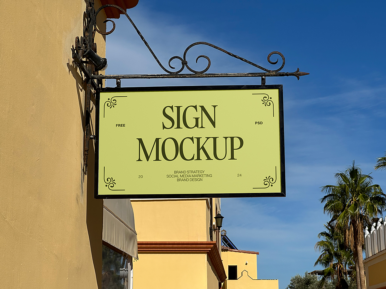 户外矩形招牌店招标识牌样机mockup插图