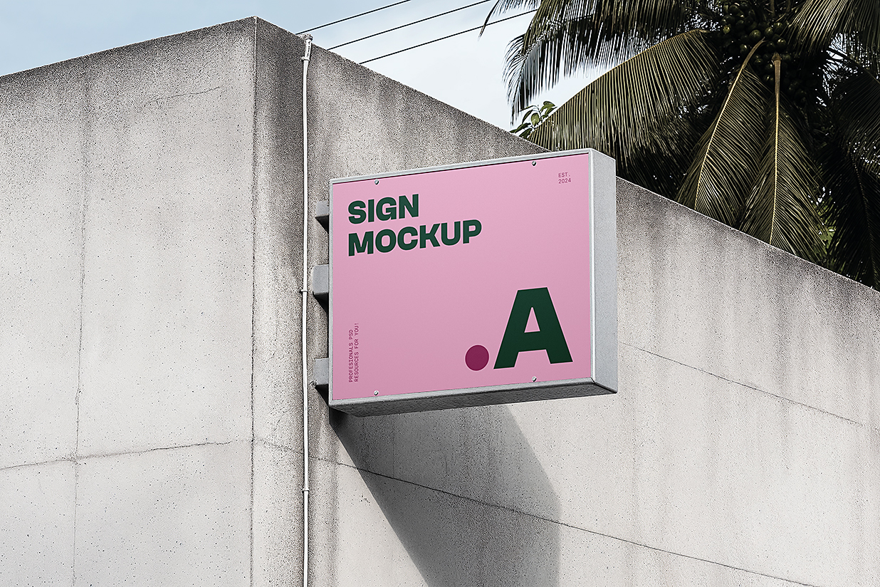 户外矩形招牌店招标识牌样机mockup插图