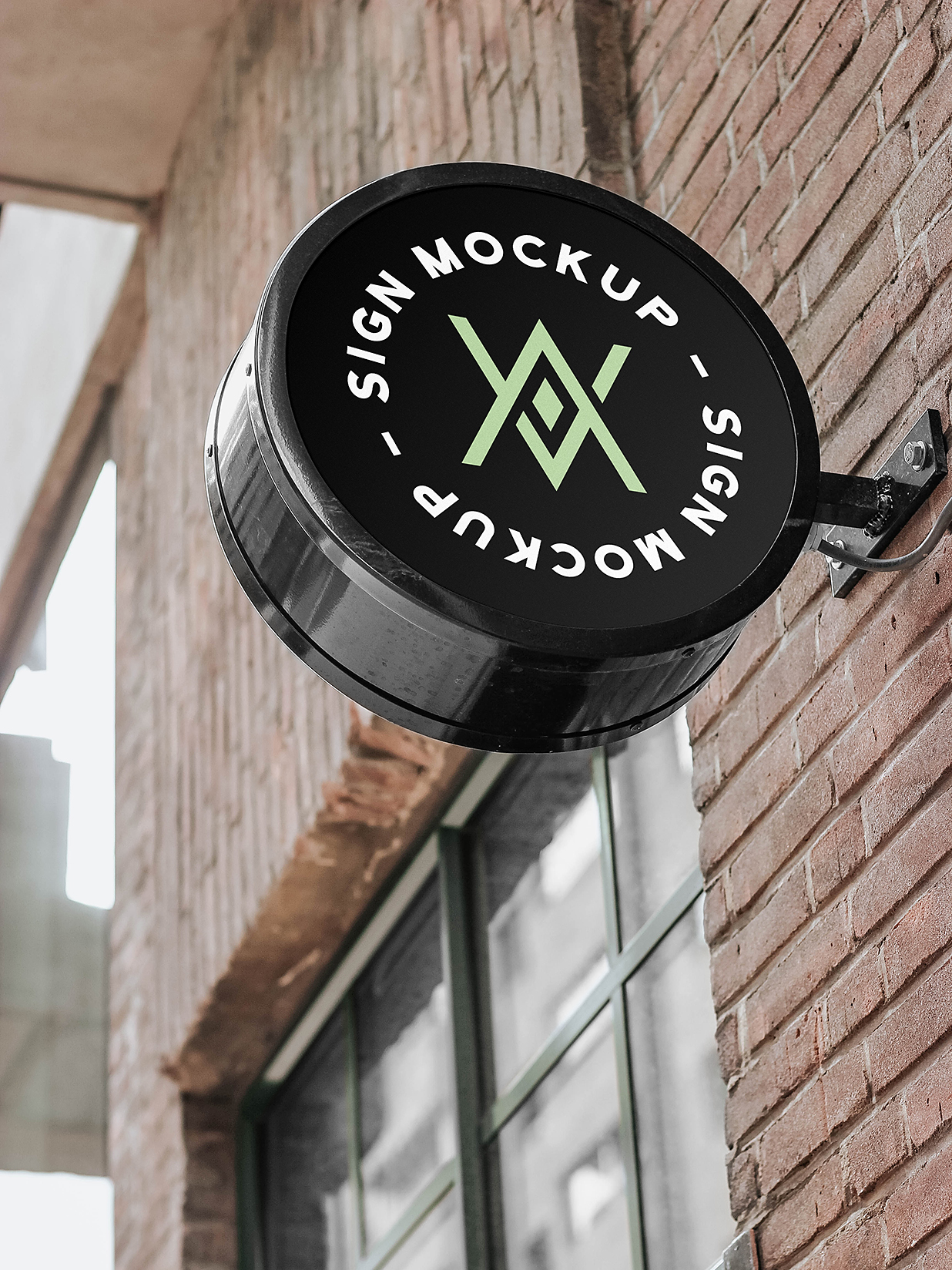 户外圆形招牌店招标识牌样机mockup插图