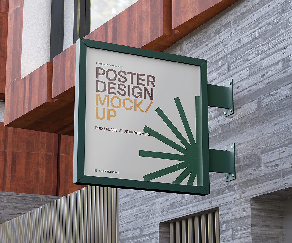 户外方形招牌店招标识牌样机mockup插图