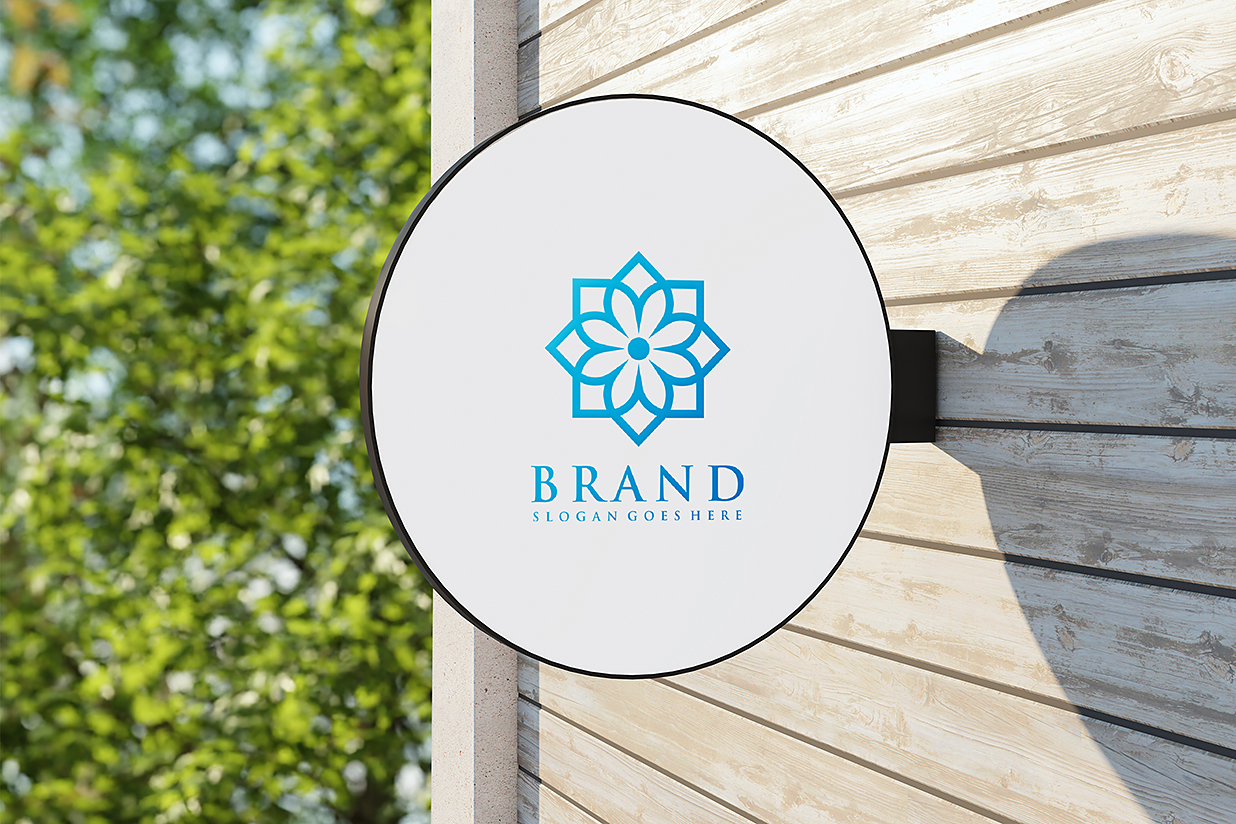 户外圆形招牌店招标识牌样机mockup插图