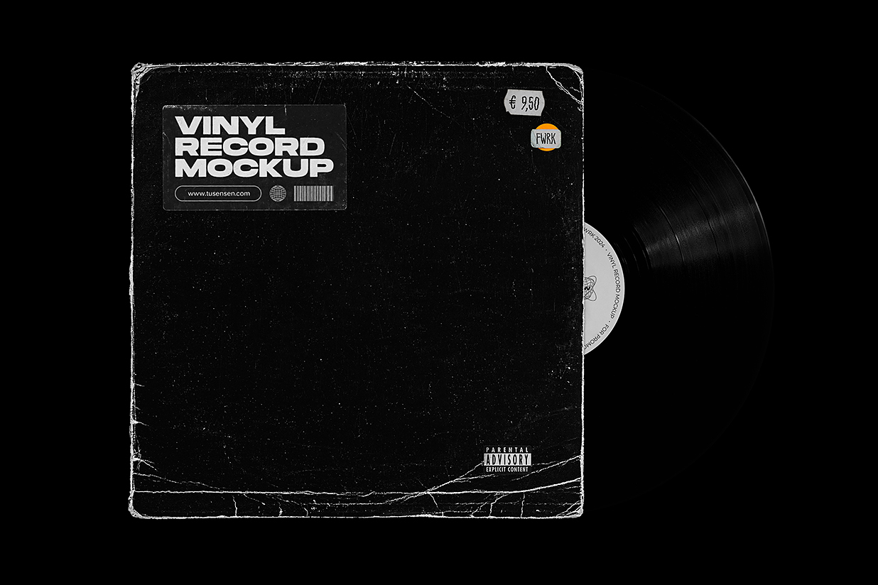 复古黑胶唱片样机mockup插图