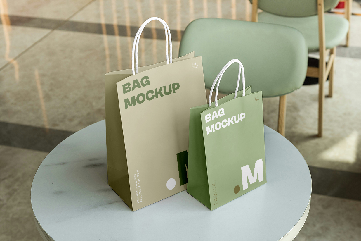 带场景的手提袋纸袋样机mockup插图