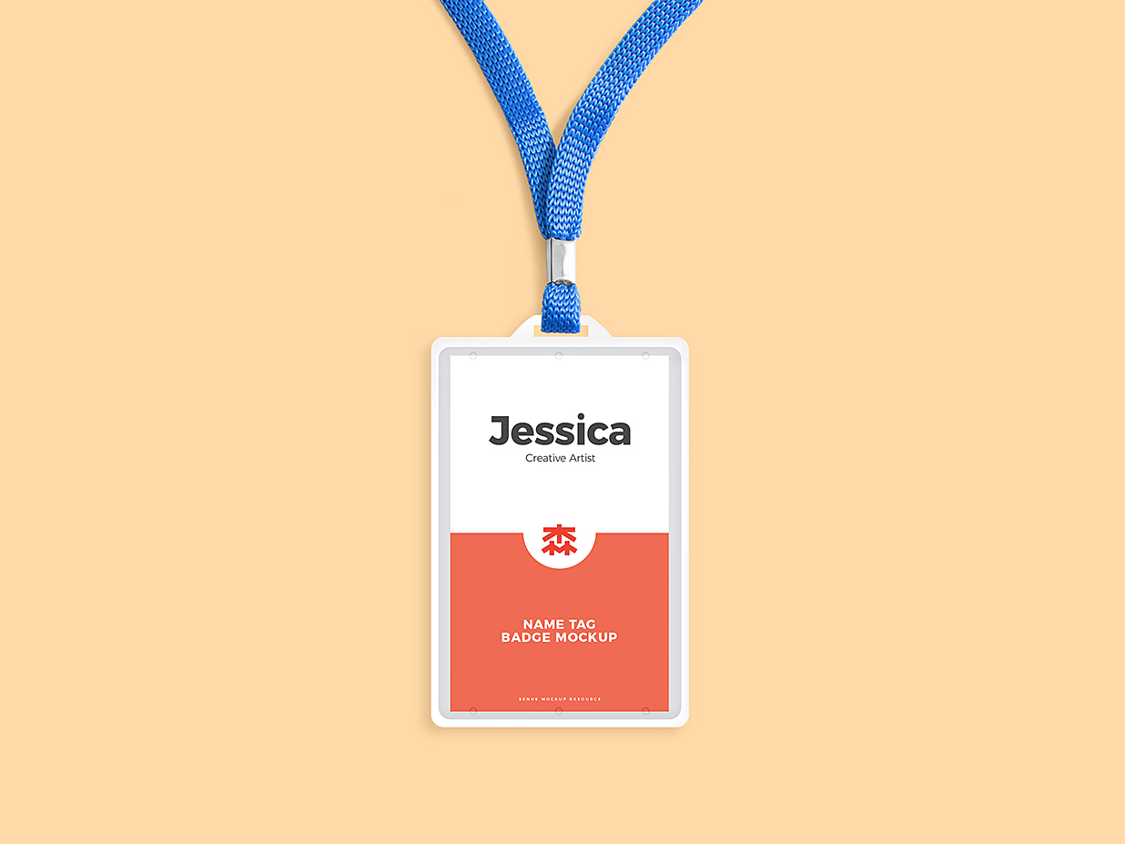 带吊绳的工牌工作证胸牌样机mockup插图