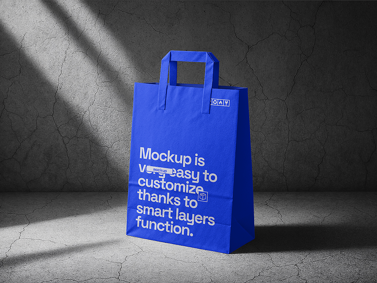 带墙面背景的手提袋纸袋购物袋样机mockup插图