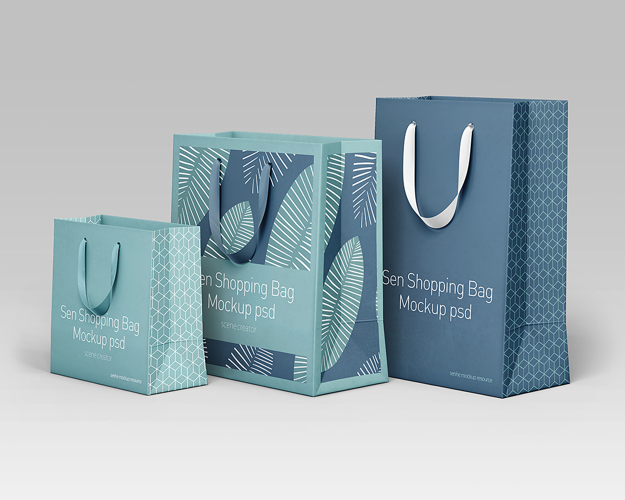 购物袋手提袋礼品袋样机mockup3组插图