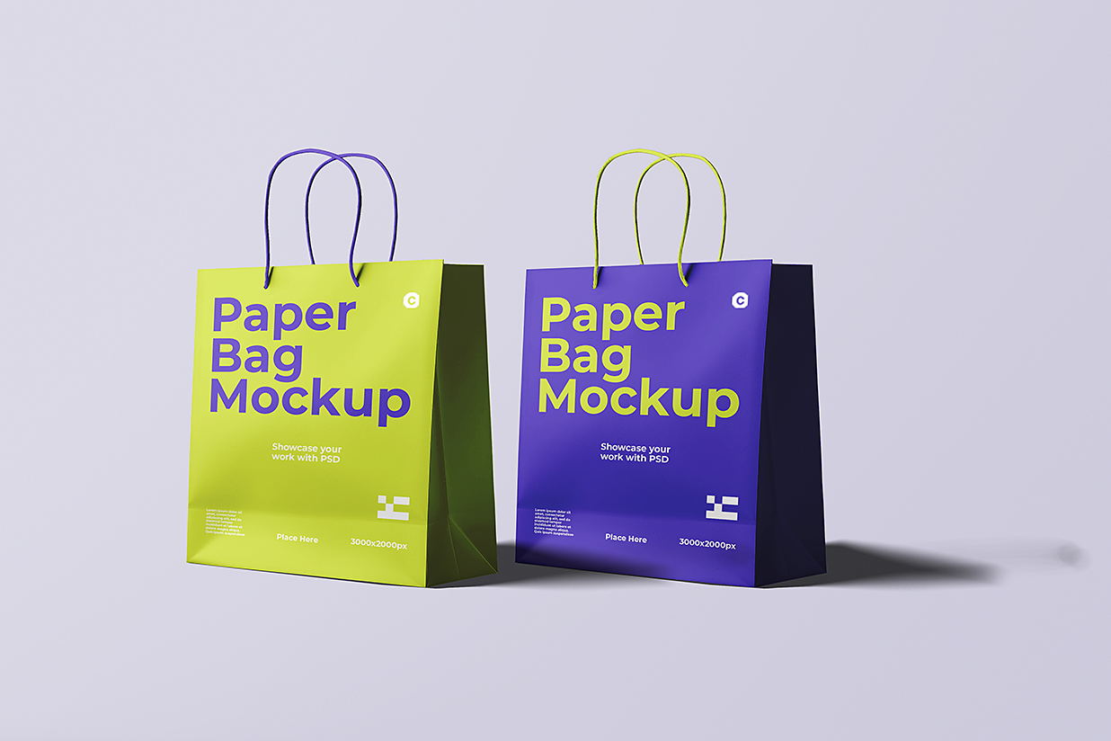 精致的购物袋手提袋纸袋样机mockup插图