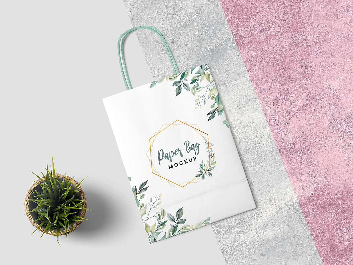 带场景的购物袋手提袋纸袋样机mockup插图