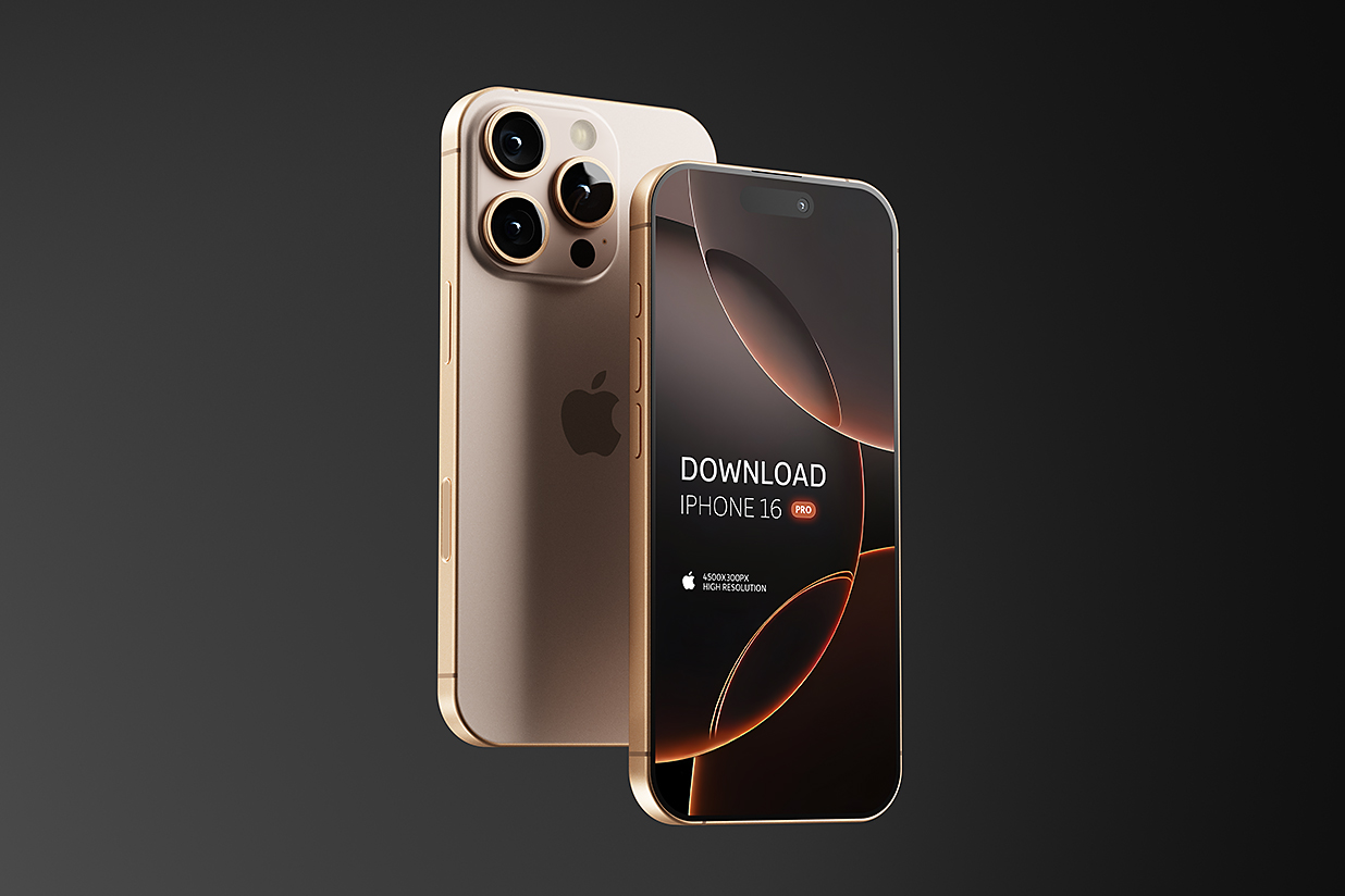 高质感iPhone 16 pro 苹果手机样机mockup3组插图