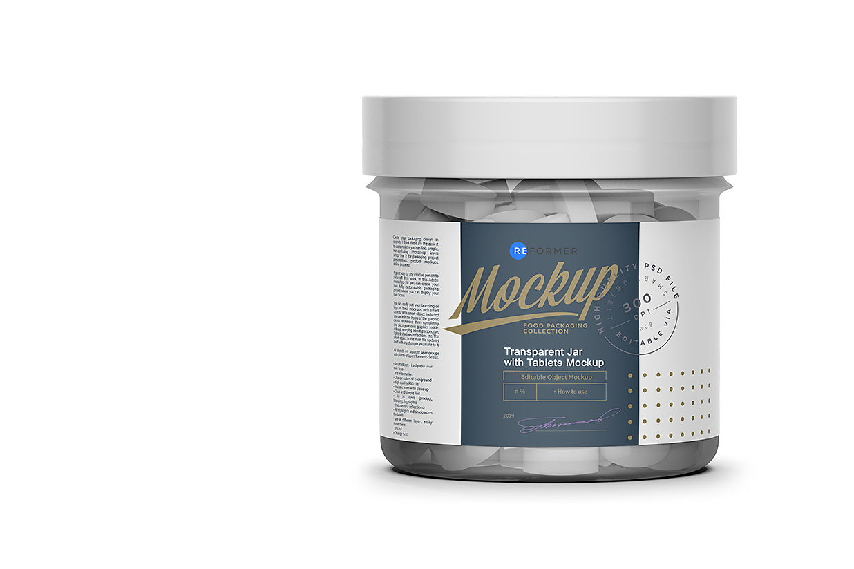 带药片的玻璃罐保健品罐包装样机mockup插图