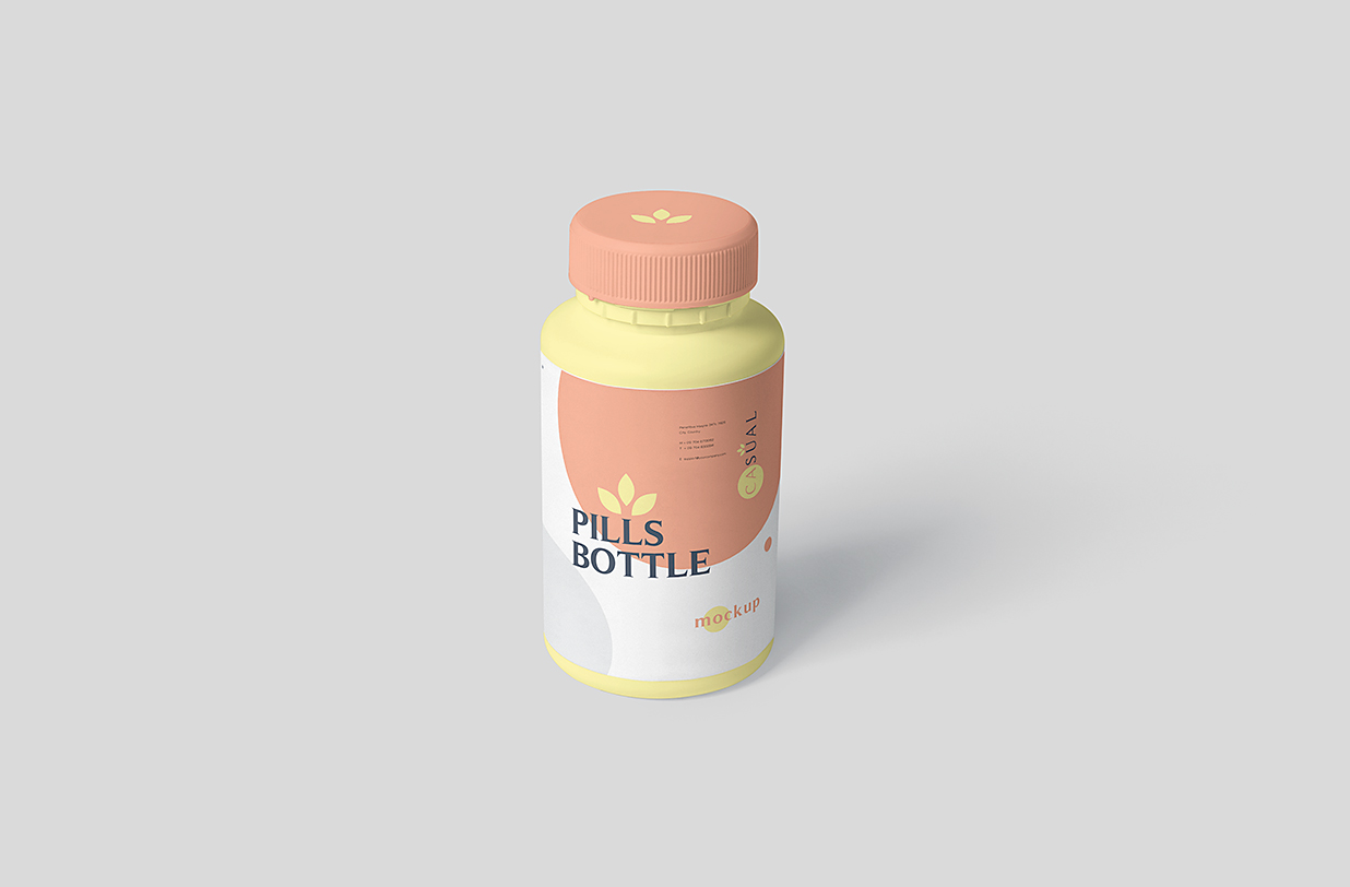 精致的药瓶保健品瓶包装样机mockup5组插图