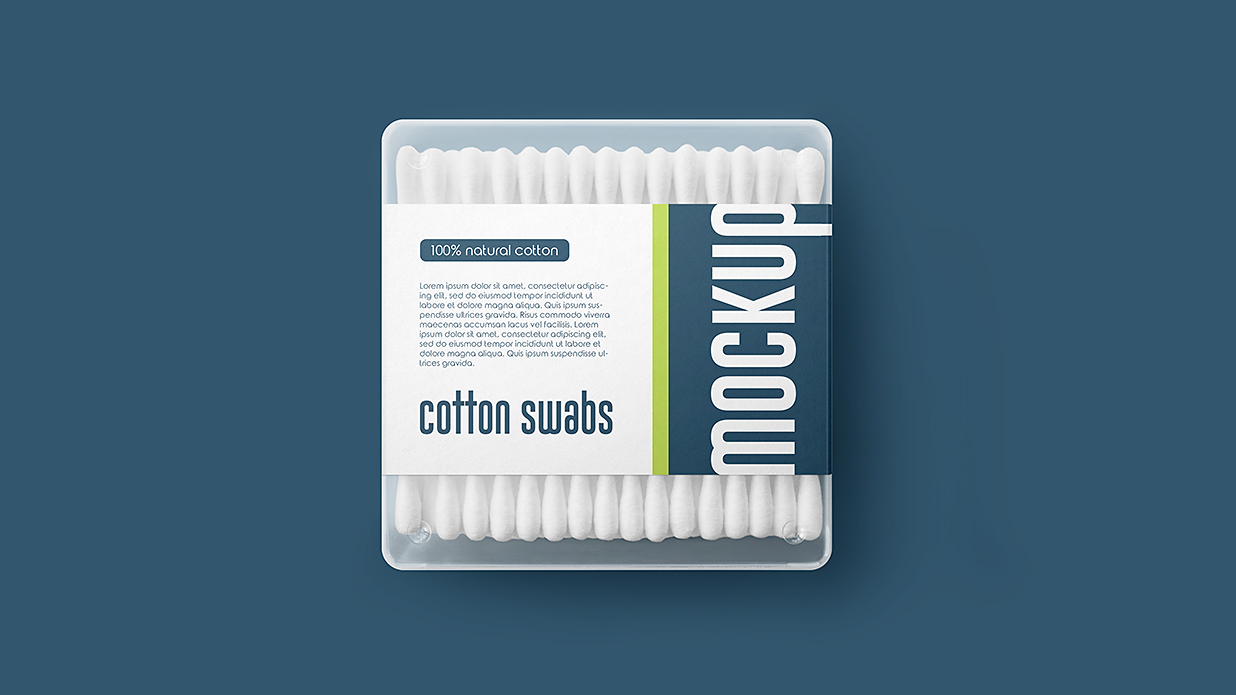 带包装盒的棉签样机mockup插图