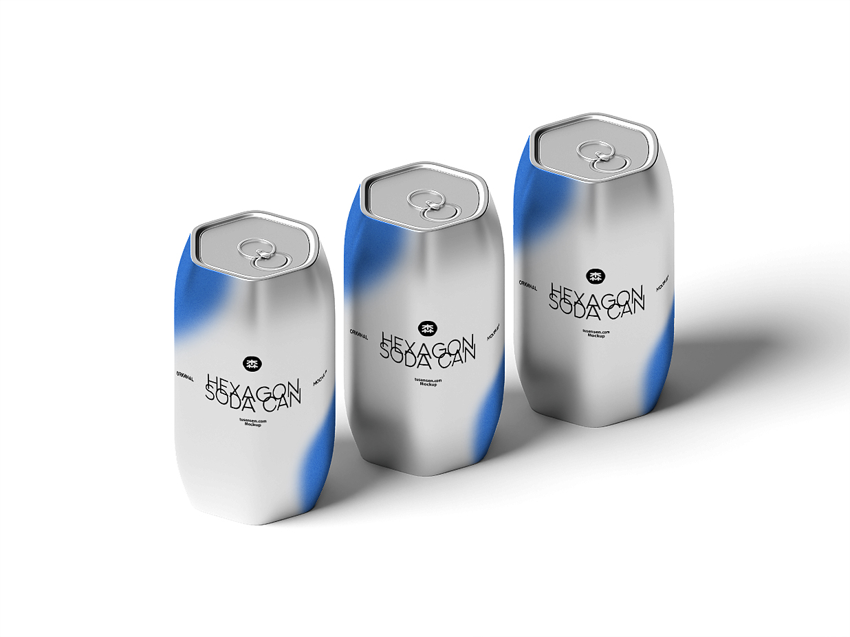 六角易拉罐饮料罐啤酒罐苏打水罐包装样机mockup插图