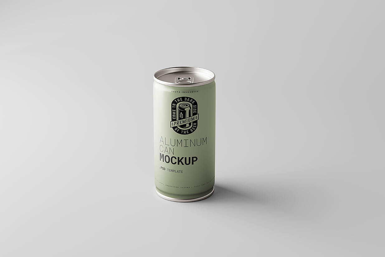 简约的易拉罐饮料罐啤酒罐苏打水罐包装样机mockup5组插图