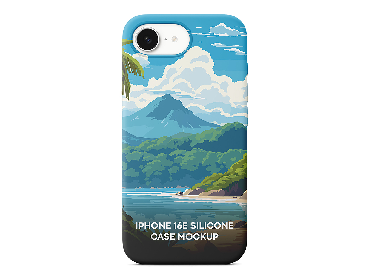 硅胶iPhone 16 e苹果手机壳设计样机mockup插图