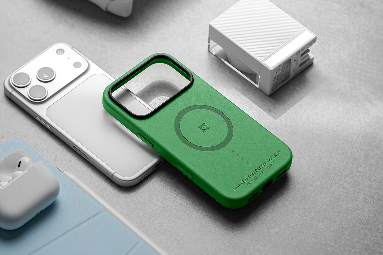 带场景的iPhone 17 pro苹果手机壳设计样机mockup插图