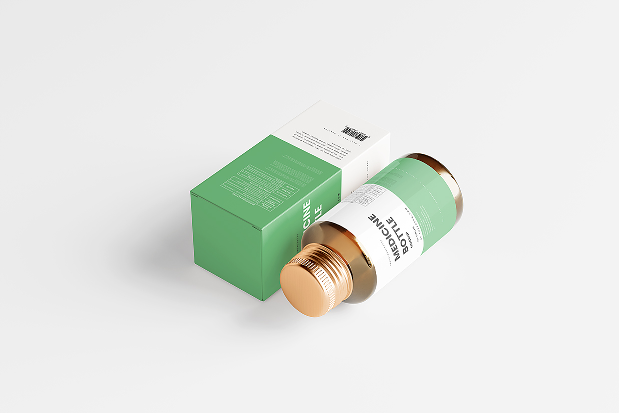 带包装盒的药瓶玻璃瓶保健品瓶包装样机mockup10组插图9