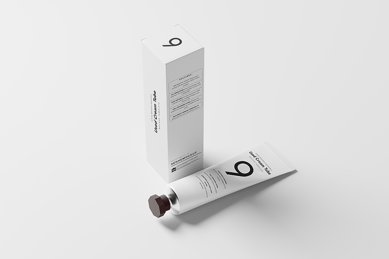 带包装盒的护手霜软管样机mockup10组插图9