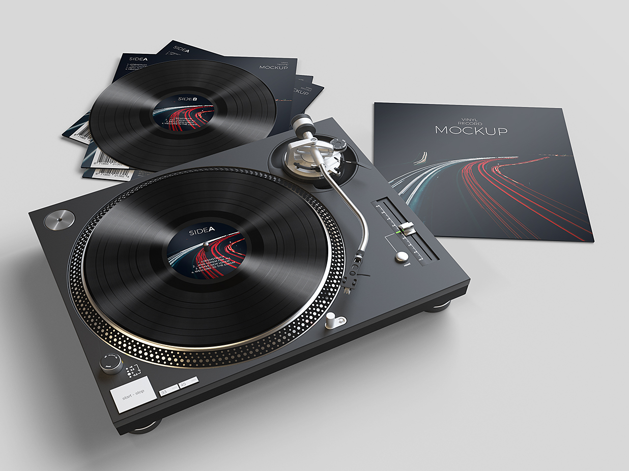 带唱片机的黑胶唱片样机mockup12组插图11