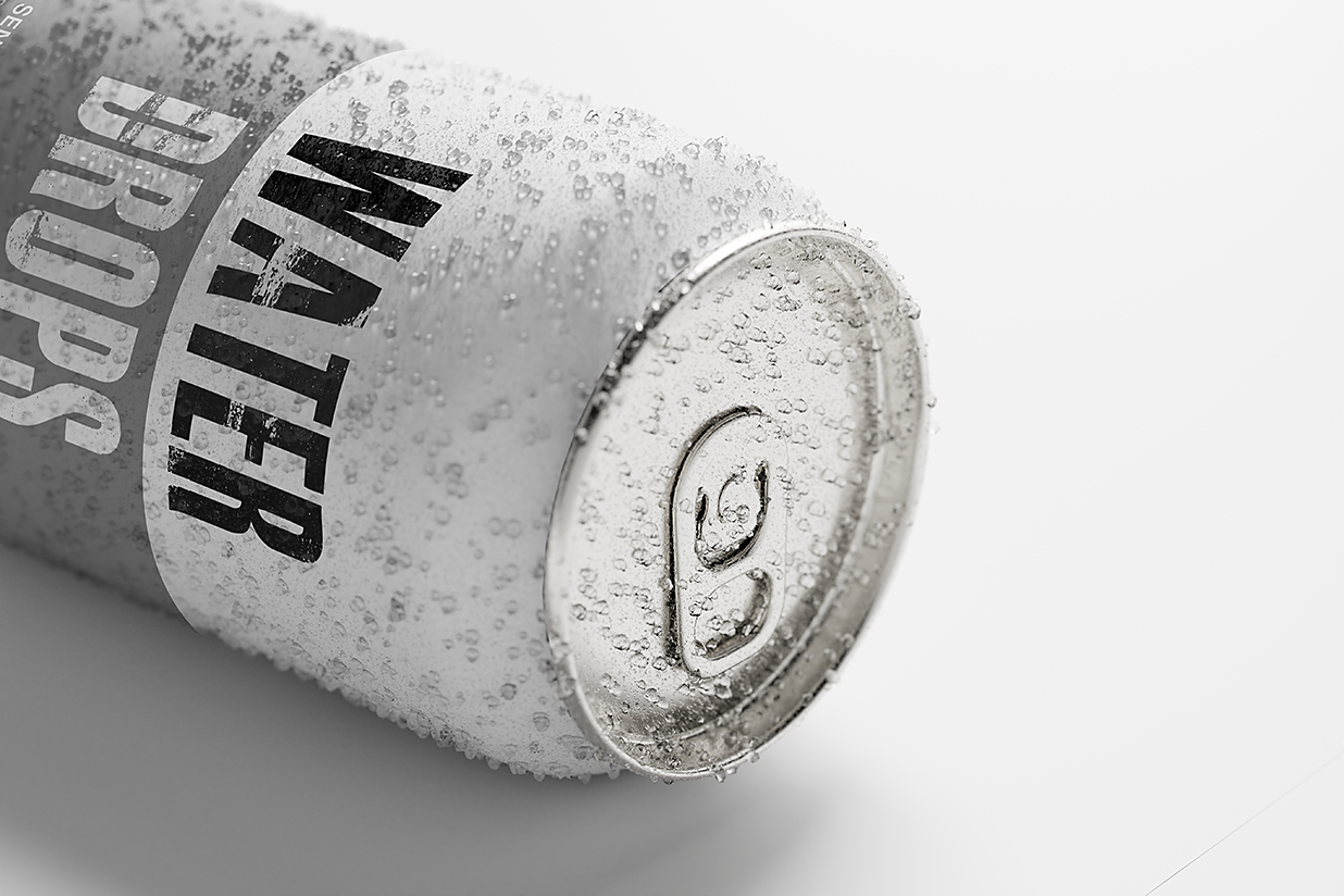 带水滴的易拉罐饮料罐啤酒罐苏打水罐包装样机mockup15组插图11