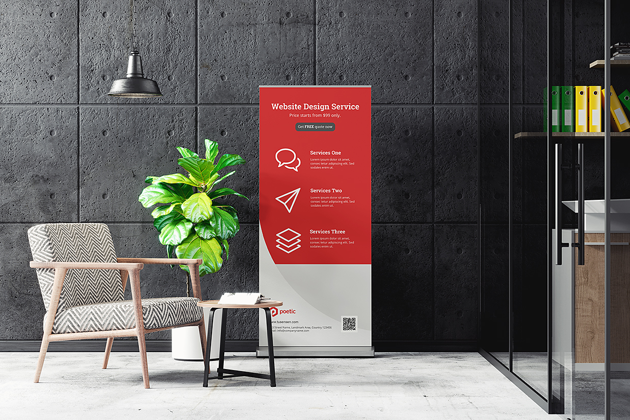 室内场景易拉宝样机mockup4组插图1