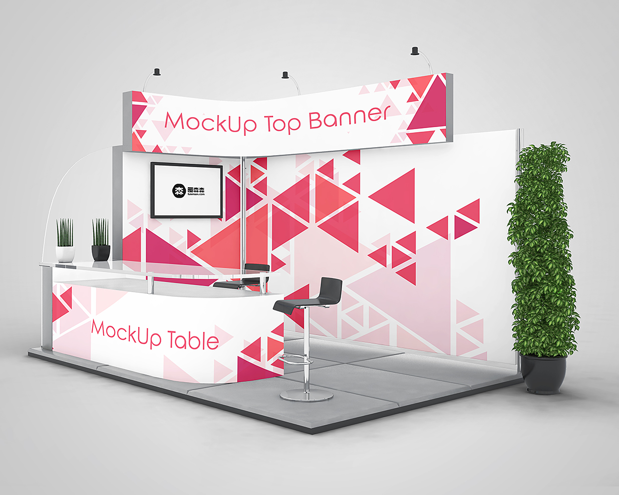 不同方位的展位样机 mockup3 组插图1