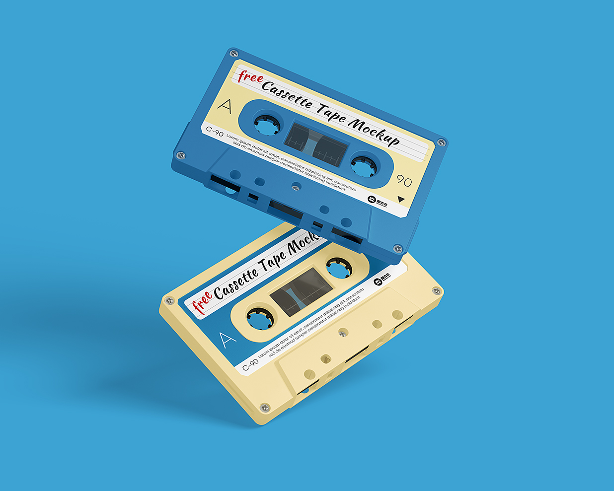 精致的音乐磁带卡带样机mockup2组插图1