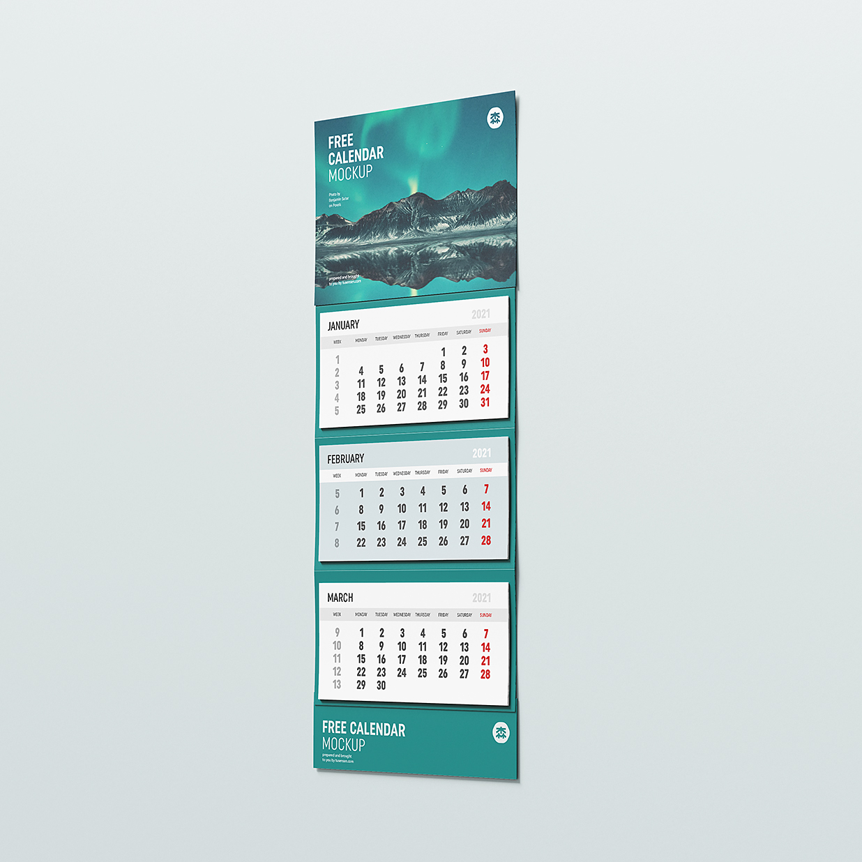 挂在墙上的挂历日历样机mockup2组插图1