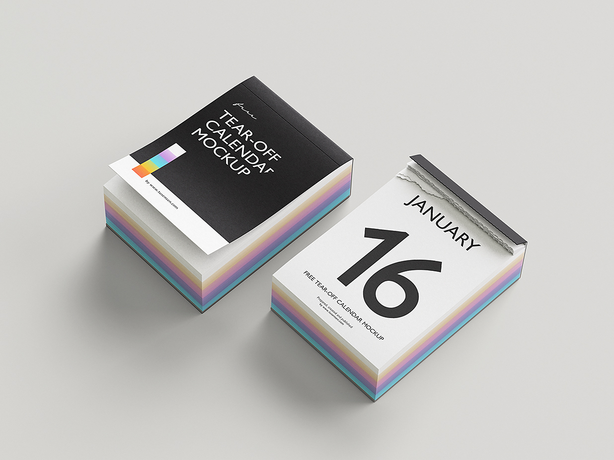 可撕下的挂历日历样机mockup5组插图1