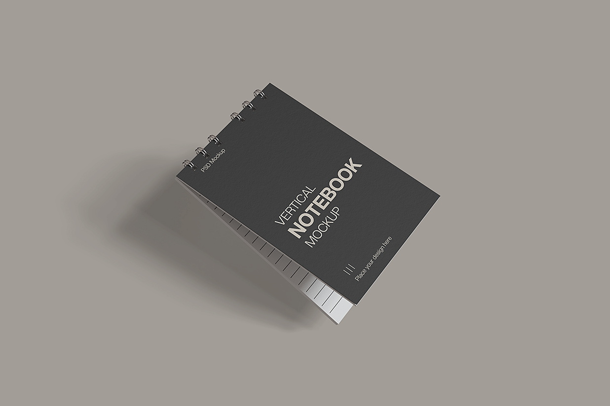 竖版线圈笔记本记事本本子样机mockup3组插图1